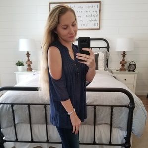 NWT Siren Lily Blue Cold Shoulder Blouse